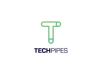 TECHPIPES abstract design green logo logo design minimal pipe simple tech technology