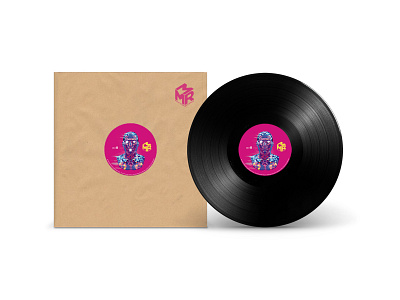 MiniMan Records EP 001 3d head cardboard colourful head mockup pink record records vinyl vinyl record