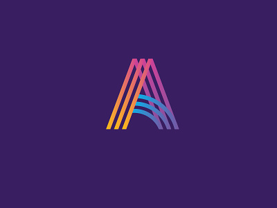 'A' Letter Multicolour Gradient Logo Type a abstract design gradient letter a lined logo lines logo logo design minimal multi color multicolour rainbow simple simple logo type typography