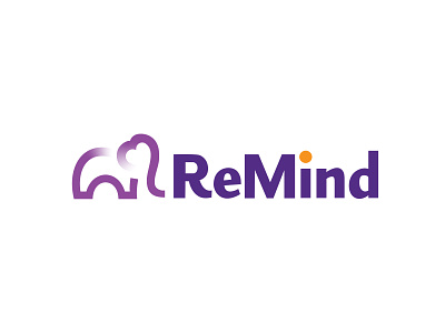 ReMind Logo design elephant elephant logo illustration line logo logo logo design mind minimal outline purple remind simple simple design simple logo