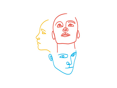 Faces Line Illustration abstract abstract art abstract faces abstract lines blue colours face face illustration faces illustration line line art line illustration min minimal red simple yellow