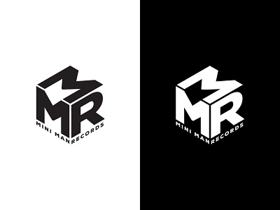 Mini Man Records Logo black black logo isometric isometric logo isometry logo records text text logo type type art typography typography logo white white logo