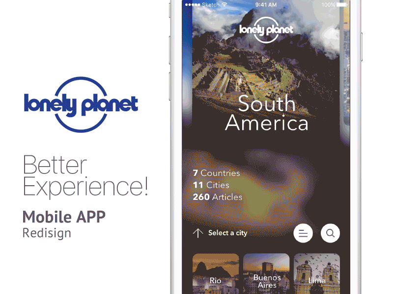 Lonely Planet Redesign- Part 1- Home page and City list asia city country discovery lonely planet principle animation redesign scroll travel