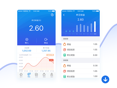 financial page_2 bank blue digital exercise financial page ios app ui kit