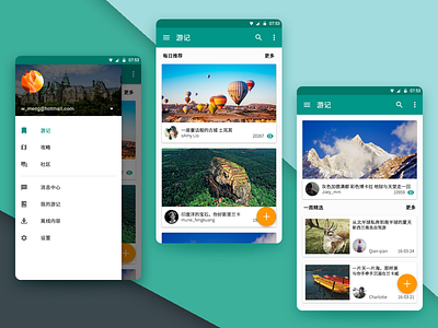 Travel Page_4 app card green ios material design md picture sidebar tour travel ui ux