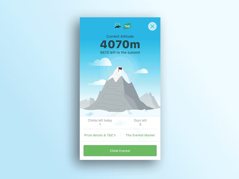 Success Animation for Interactive Competition animation competition countdown everest mountain principle for mac success screen tabcorp ui ux
