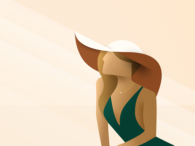 Lady In The Sun design digital-drawing golden ratio hat illustration lady sunbathing ui vector