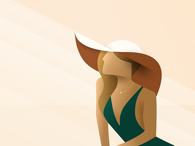 Lady In The Sun design digital drawing golden ratio hat illustration lady sunbathing ui vector