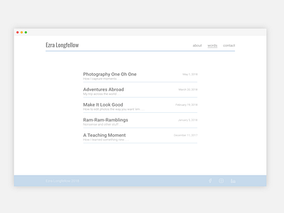 Blog Page for Portfolio Mock-Up