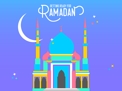 Getting Ready for Ramadan flat illustration mosque ramadan