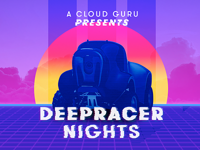DeepRacer Nights 80s poster vaporwave