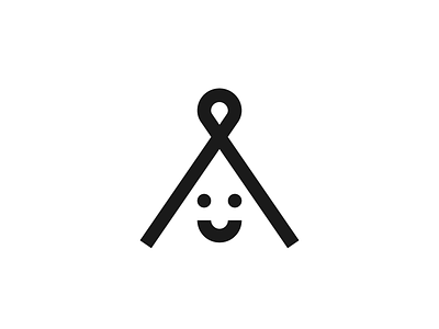 Logo for Happy Campers branding camping cute face happy icon line logo outdoors simple smile symbol