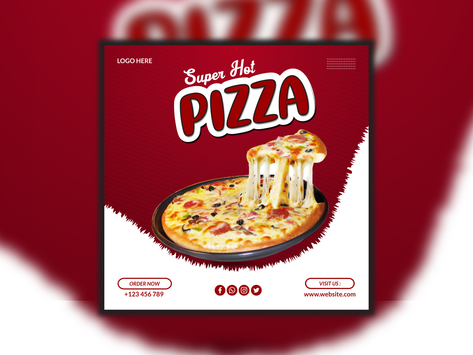 Delicious Pizza Social Media Food Post Template Design by Hasan Ahmad