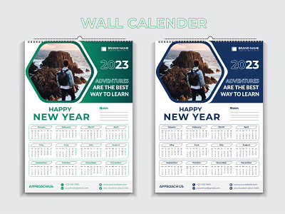 2023 wall calendar template design