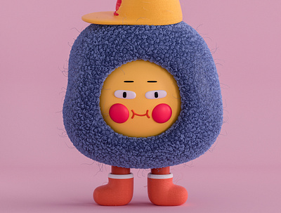 egg yolk man 3d design c4d color design figure hair illustration ip mascot role 三维