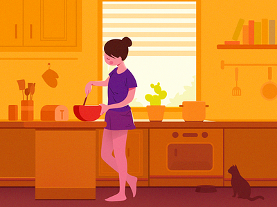 Enjoy Cooking cat cooking girl illustration illustrations kitchen