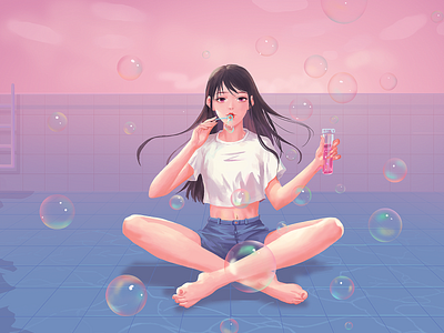 Colorful Bubbles app colorful bubbles colorful bubbles illustrations pink swimming pool 插图