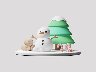 Happy Holidays 3d 3d artist blender blender3d candy cane christmas tree illustraion logs snow snowman