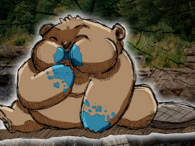 I F*CKING LOVE BLUEBERRIES! beaver cute hungry illustration sketch