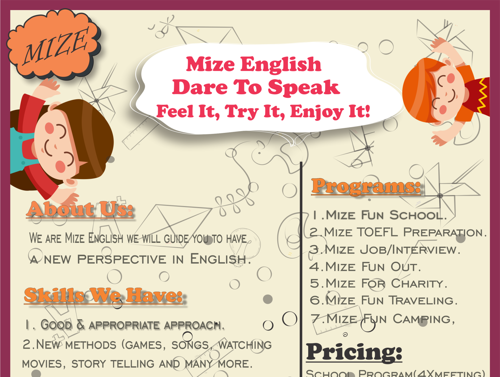 kids english course flyer