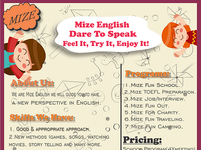 Flyer Designed For A English Course For Kids In Indonesia.