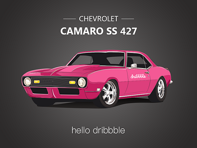 Hello Dribbble camaross car chevrolet dribbble firstshot muscle pink ui