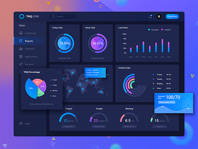 TNQ Dashboard Reports Page blue dark dashboard data analysis reports typography ui ux