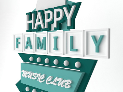 HAPPY FAMILY MUSIC CLUB 3D LIGHT BOX 3d 3d art 3d model cinema 4d green light box practice rendering static frame