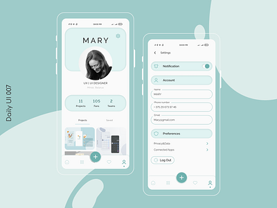 Profile settings app branding design interface ui ux