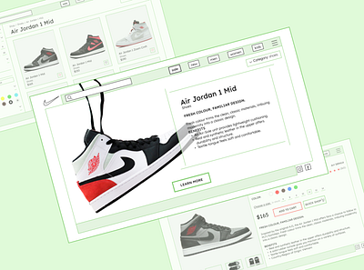 NIKE - Shop Concept air jordan dailyuichallenge design fashion green header main page nike redesign shoes shop site concept style ui ui design web design y2k