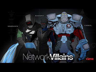 Ciena Network Villians character development illustration storyboard