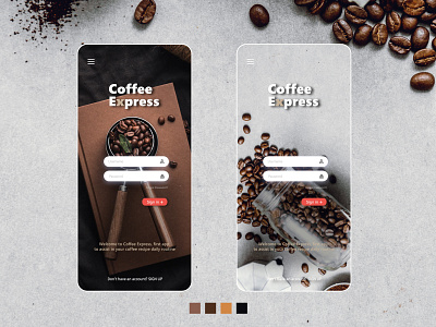 Coffee Express Login UI app app design coffee coffee cup coffeeapp coffeebean coffeeshop interface ios ui ui design uidesign uiinspirations