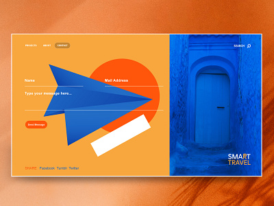 Contact Page - Travel App app design blogger blue city contact contact page desert marocco orange photography travel travel app traveling ui vacation web webdesign