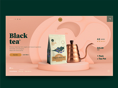 Black Tea - Product Page app berries beverage blacktea brand concept drink herbal label label packaging landing landingpage logo pouch product productpage tea teapot web website