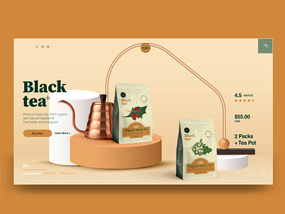 Black Tea - Product Page app berries branding design geometry illustration label landing landing page logo packaging productpage rosehip shape tea teapack typography ui uidesign web