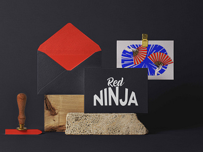 Ninja Stationery Set abstract black branding card cards design design art designer elegant envelope geometry illustration logotype minimal minimalism ninja ninja illustration red shape stationery