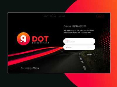 A DOT dot geometry illustration login minimal page layout presentation product shape software typography ui uidesign uiux web webdesign webpage webpagedesign