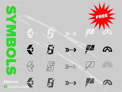 5 FREE SYMBOLS PACK abstract black branding free freebies freelance geometry gumroad illustration logo marks minimal package shape symbols symbolset type typography