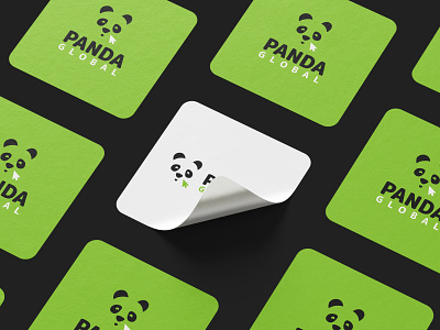 Panda Global - Logo branding design geometry illustration logo minimal panda shape typography vector