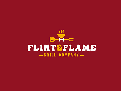 Flint & Flame branding design flame food grill illustration logo typography vector