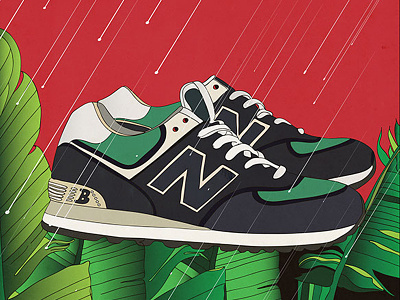 Rain In Paradise balance green new illustration rain red shoes sneakers