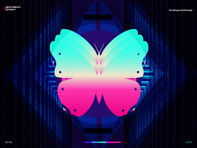 Butterfly Effect abstract blue butterfly concept flat futuristic gradient illustration pink silhouettes web wings