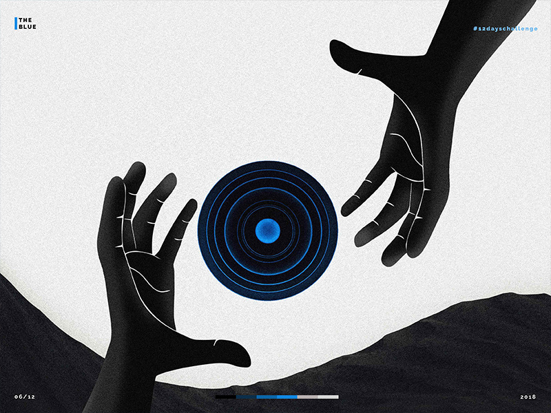 The Blue illustration texture black hill gradient noise shape circle blue hands