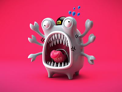 The angry monster-03. 3d