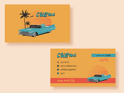 Stylish business card for a taxi service adobe illustrator cuba design graphic design havana illustration retro transport vector graphics