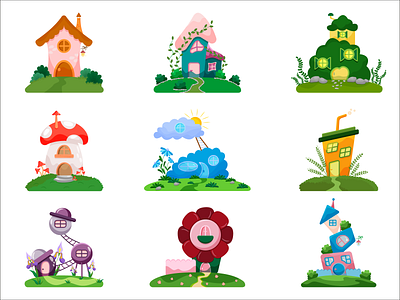 Cute and fabulous houses adobe illustrator design graphic design illustration set vector graphics