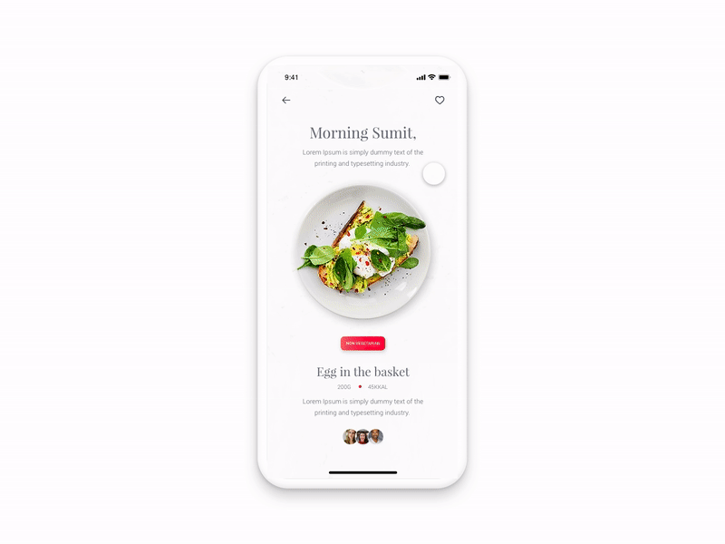 Food App Recipe Page Concept