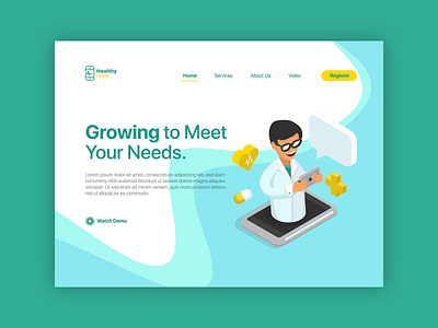 Healthy mobile landing page design