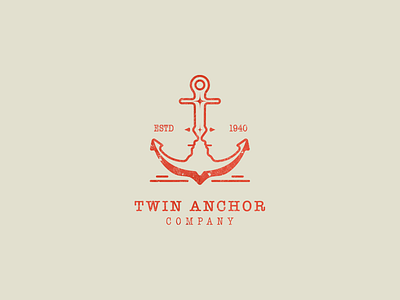 Twin Anchor logo anchor art company identity illustration illustrator sea twin typography vector