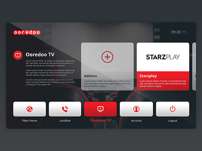 Ooredoo Tv app design interface smart tv trend ui